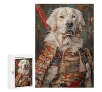 Hard Jigsaw Puzzle for Adults 300 PCS Samurai Dog Armor Painting-1 Puzzles for Teenagers But Fun And Humorous Challenging To Complete Stress Reduction Gifts 300 PCS
