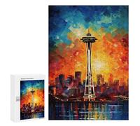 Hard Jigsaw Puzzle for Adults 300 PCS Seattle Space Needle Puzzle for Adults Brain Teaser Game Birthday Present Birthday Present, Gifts, 300 PCS