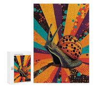Hard Jigsaw Puzzle for Adults 300 PCS Snail Pop Art Rainbow Snail Funky Garden Creature Puzzle for Adults Relax Games Difficult Challenge Challenging To Complete 300 PCS