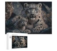 Hard Jigsaw Puzzle for Adults 300 PCS Snow Leopard Cubs in The Wild Adult Puzzles Family Game For Family Fun Great Gift for Gaming 300 PCS