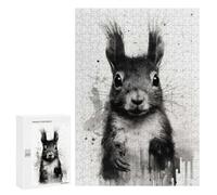 Hard Jigsaw Puzzle for Adults 300 PCS Squirrel Beauty Black Ink Puzzle for Adults Relax Games Difficult Challenge Challenging To Complete 300 PCS