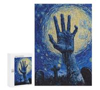 Hard Jigsaw Puzzle for Adults 300 PCS Starry Night Hand Graveyard Puzzle for Adults Relax Games Difficult Challenge Challenging To Complete 300 PCS
