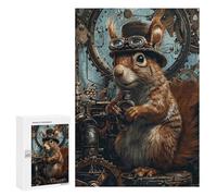 Hard Jigsaw Puzzle for Adults 300 PCS Steampunk Animal Squirrel Puzzle for Adults Relax Games Difficult Challenge Challenging To Complete 300 PCS