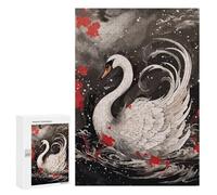 Hard Jigsaw Puzzle for Adults 300 PCS Swan Japanese Painting Puzzle for Adults Relax Games Difficult Challenge Challenging To Complete 300 PCS