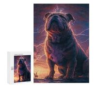 Hard Jigsaw Puzzle for Adults 300 PCS Thunderous Pug Majesty Puzzle for Adults Brain Teaser Game Birthday Present Birthday Present, Gifts, 300 PCS