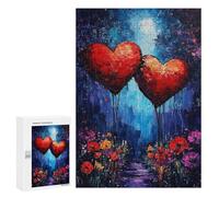 Hard Jigsaw Puzzle for Adults 300 PCS Two Hearts in The Night Puzzle for Adults Relax Games Difficult Challenge Challenging To Complete 300 PCS