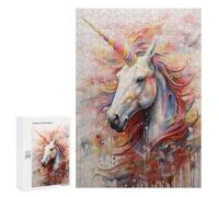 Hard Jigsaw Puzzle for Adults 300 PCS Unicorn Walking in Paint Puzzle for Adults Relax Games Difficult Challenge Challenging To Complete 300 PCS