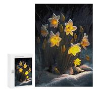 Hard Jigsaw Puzzle for Adults 300 PCS White Lilies Flowers Snow Puzzle for Adults Relax Games Difficult Challenge Challenging To Complete 300 PCS