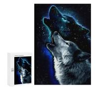 Hard Jigsaw Puzzle for Adults 300 PCS Wolf Howling at Galaxy Puzzle for Adults Relax Games Difficult Challenge Challenging To Complete 300 PCS