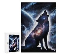 Hard Jigsaw Puzzle for Adults 300 PCS Wolf Howling Silhouette Puzzle for Adults Relax Games Difficult Challenge Challenging To Complete 300 PCS