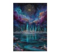 Hard Jigsaw Puzzle for Adults 38x26cm/1000pcs Crystal Cityscape with Celestial Mandala Jigsaw Puzzle Toy Wall Decor Pattern Assembly Great Gift for Gaming 38x26cm/1000pcs