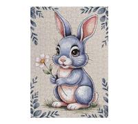 Hard Jigsaw Puzzle for Adults 38x26cm/1000pcs Cute Bunny with Flower Adult Jigsaw Brain Teaser Game Hand Speed Race Great Gift for Gaming 38x26cm/1000pcs