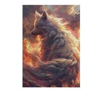 Hard Jigsaw Puzzle for Adults 38x26cm/1000pcs Flame Fox Fantasy Artwork Jigsaws for Adults Family Game A Work of Art Challenging To Complete 38x26cm/1000pcs