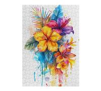 Hard Jigsaw Puzzle for Adults 38x26cm/1000pcs Flowers Watercolor Puzzles for Adults Brain Teaser Game Wall Art Birthday Present, Gifts, 38x26cm/1000pcs