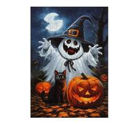 Hard Jigsaw Puzzle for Adults 38x26cm/1000pcs Halloween Ghost with Jack-o-Lantern Jigsaw Puzzle Toy Wall Decor Pattern Assembly Great Gift for Gaming 38x26cm/1000pcs