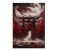 Hard Jigsaw Puzzle for Adults 38x26cm/1000pcs Kitsune Torii Gate Puzzles for Adults Brain Teaser Game Wall Art Birthday Present, Gifts, 38x26cm/1000pcs