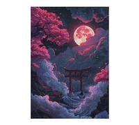 Hard Jigsaw Puzzle for Adults 38x26cm/1000pcs Neon Torii Gate Nightscape Adult Jigsaw Brain Teaser Game Hand Speed Race Great Gift for Gaming 38x26cm/1000pcs