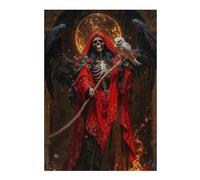 Hard Jigsaw Puzzle for Adults 38x26cm/1000pcs Santa Muerte with Owl Jigsaw Puzzle Toy Wall Decor Pattern Assembly Great Gift for Gaming 38x26cm/1000pcs
