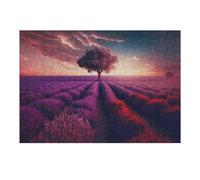 Hard Jigsaw Puzzle for Adults 38x26cm/1000pcs Twilight Lavender Fields A Dreamy Landscape Puzzles for Adults Toy Wall Decor Hand Speed Race Educational Challenge 38x26cm/1000pcs