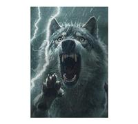 Hard Jigsaw Puzzle for Adults 38x26cm/1000pcs Wolf Lightning Adult Jigsaw Brain Teaser Game Hand Speed Race Great Gift for Gaming 38x26cm/1000pcs