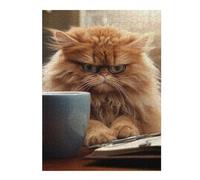 Hard Jigsaw Puzzle for Adults 500 PCS Angry Cat Drinking Coffee Jigsaws for Adults Hands-on Game A Work of Art Great Gift for Gaming 500 PCS