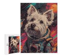 Hard Jigsaw Puzzle for Adults 500 PCS Astronaut Space Terrier Puzzle for Adults Relax Games Difficult Challenge Challenging To Complete 500 PCS