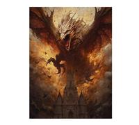 Hard Jigsaw Puzzle for Adults 500 PCS Attack Of The Fire Dragon Jigsaws for Adults Hands-on Game A Work of Art Great Gift for Gaming 500 PCS