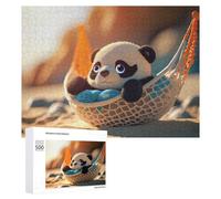 Hard Jigsaw Puzzle for Adults 500 PCS Beach Relaxation Panda Hammock Adult Puzzles Family Game For Family Fun Great Gift for Gaming 500 PCS