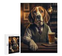 Hard Jigsaw Puzzle for Adults 500 PCS Beagle in The Pub Puzzle for Adults Relax Games Difficult Challenge Challenging To Complete 500 PCS