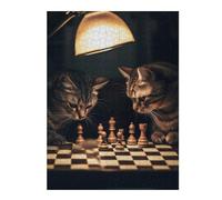 Hard Jigsaw Puzzle for Adults 500 PCS Cats Playing Chess Jigsaws for Adults Hands-on Game A Work of Art Great Gift for Gaming 500 PCS