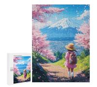Hard Jigsaw Puzzle for Adults 500 PCS Cherry Blossom Fuji View Puzzle for Adults Relax Games Difficult Challenge Challenging To Complete 500 PCS