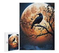 Hard Jigsaw Puzzle for Adults 500 PCS Crow Gazes at The Moon Puzzle for Adults Relax Games Difficult Challenge Challenging To Complete 500 PCS