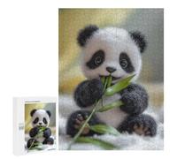 Hard Jigsaw Puzzle for Adults 500 PCS Cute Baby Panda Eating Bamboo Puzzle for Adults Brain Teaser Game Birthday Present Birthday Present, Gifts, 500 PCS