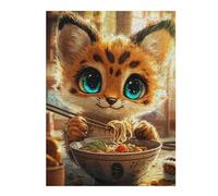 Hard Jigsaw Puzzle for Adults 500 PCS Cute Cat Eating Ramen Jigsaws for Adults Hands-on Game A Work of Art Great Gift for Gaming 500 PCS