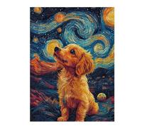 Hard Jigsaw Puzzle for Adults 500 PCS Doggy Starry Night Jigsaws for Adults Hands-on Game A Work of Art Great Gift for Gaming 500 PCS