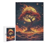 Hard Jigsaw Puzzle for Adults 500 PCS Fiery Tree in Space Puzzles for Teenagers But Fun And Humorous Challenging To Complete Stress Reduction Gifts 500 PCS