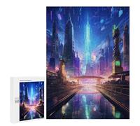 Hard Jigsaw Puzzle for Adults 500 PCS Futuristic Future City Puzzle for Adults Relax Games Difficult Challenge Challenging To Complete 500 PCS