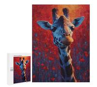 Hard Jigsaw Puzzle for Adults 500 PCS Giraffe in Poppy Field-2 Puzzles for Teenagers But Fun And Humorous Challenging To Complete Stress Reduction Gifts 500 PCS