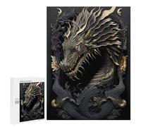 Hard Jigsaw Puzzle for Adults 500 PCS Golden Dragon Monarch Jigsaws for Adults Fun Games Home Decoration Educational Challenge 500 PCS
