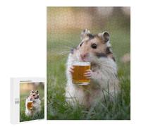 Hard Jigsaw Puzzle for Adults 500 PCS Hamster Sipping A Beer Puzzle for Adults Relax Games Difficult Challenge Challenging To Complete 500 PCS