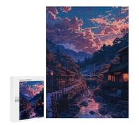 Hard Jigsaw Puzzle for Adults 500 PCS Japanese Village Japan Puzzle for Adults Relax Games Difficult Challenge Challenging To Complete 500 PCS