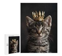 Hard Jigsaw Puzzle for Adults 500 PCS Kitten Cat Cute King Puzzle for Adults Relax Games Difficult Challenge Challenging To Complete 500 PCS