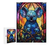 Hard Jigsaw Puzzle for Adults 500 PCS Koala Bear Stained Glass Puzzle for Adults Brain Teaser Game Birthday Present Birthday Present, Gifts, 500 PCS