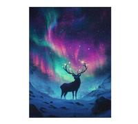 Hard Jigsaw Puzzle for Adults 500 PCS Magical Aurora Deer Nature Adult Jigsaw Puzzle Hands-on Game Perfect Decoration Great Gift for Gaming 500 PCS