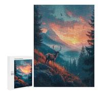 Hard Jigsaw Puzzle for Adults 500 PCS Majestic Deer Sunset Puzzle for Adults Relax Games Difficult Challenge Challenging To Complete 500 PCS