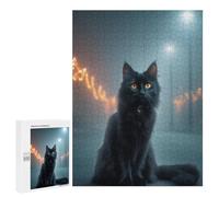 Hard Jigsaw Puzzle for Adults 500 PCS Mystical Black Cat Night Puzzles for Teenagers But Fun And Humorous Challenging To Complete Stress Reduction Gifts 500 PCS