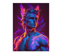 Hard Jigsaw Puzzle for Adults 500 PCS Neon Angel Statue Jigsaws for Adults Hands-on Game A Work of Art Great Gift for Gaming 500 PCS