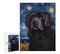 Hard Jigsaw Puzzle for Adults 500 PCS Newfoundland Dog Starry Puzzle for Adults Relax Games Difficult Challenge Challenging To Complete 500 PCS