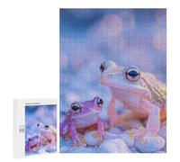 Hard Jigsaw Puzzle for Adults 500 PCS Pink And White Frogs Puzzle for Adults Brain Teaser Game Birthday Present Birthday Present, Gifts, 500 PCS