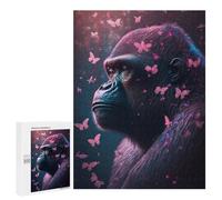 Hard Jigsaw Puzzle for Adults 500 PCS Pink Butterflies Gorilla Puzzle for Adults Brain Teaser Game Birthday Present Birthday Present, Gifts, 500 PCS